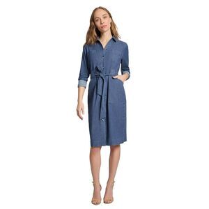 Jones New York Women's Dress Sz S Chop Pocket Tie Denim Collared
